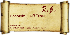 Racskó József névjegykártya