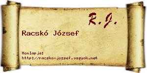 Racskó József névjegykártya